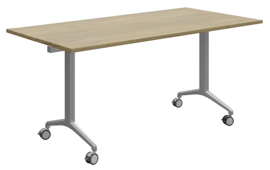 SLKP 160/80 Pojízdný skládací stůl 1600 x 800 mm, deska dub bardolino/nohy stříbrný lak